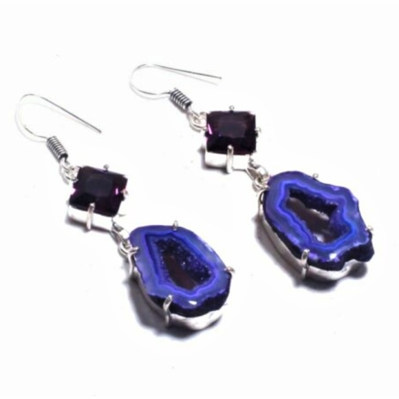 Solar Quartz Druzy & Amethyst & .925 Silver - Picture 2 of 6